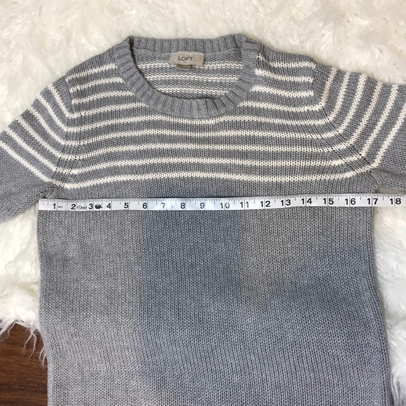 LOFT Half Striped Grey Sweater - Size M - Picture 3 of 7